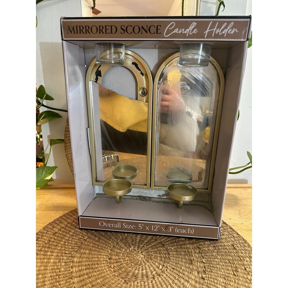 Mirrored Sconce Candle Holders gold